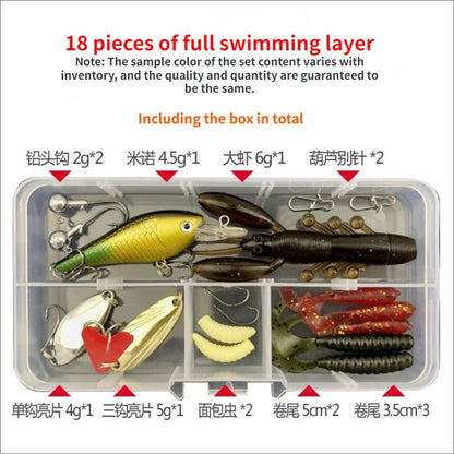 Fishing Lure Kit Soft and Hard Bait Set Gear Layer Minnow Metal Jig Spoon For Bass Pike Crank Tackle Accessories with Box