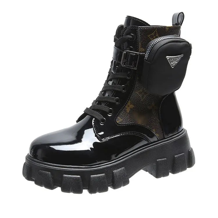 BLACK and White Boots Winter Shoes Women Ankel Boots Goth Shoes Platform Boots Snow Booties Woman Large Size Warm Botas