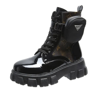 BLACK and White Boots Winter Shoes Women Ankel Boots Goth Shoes Platform Boots Snow Booties Woman Large Size Warm Botas