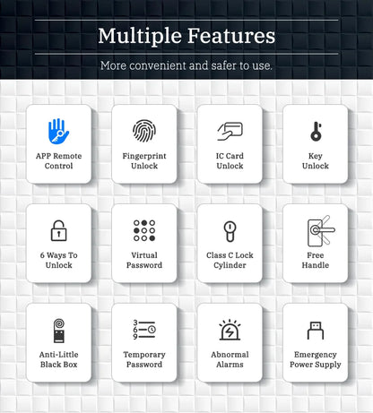 Bluetooth Fingerprint Door Lock TTLock App Code Card Key Touch Screen Smart Door Lock Security Digital Electronic Lock For Home
