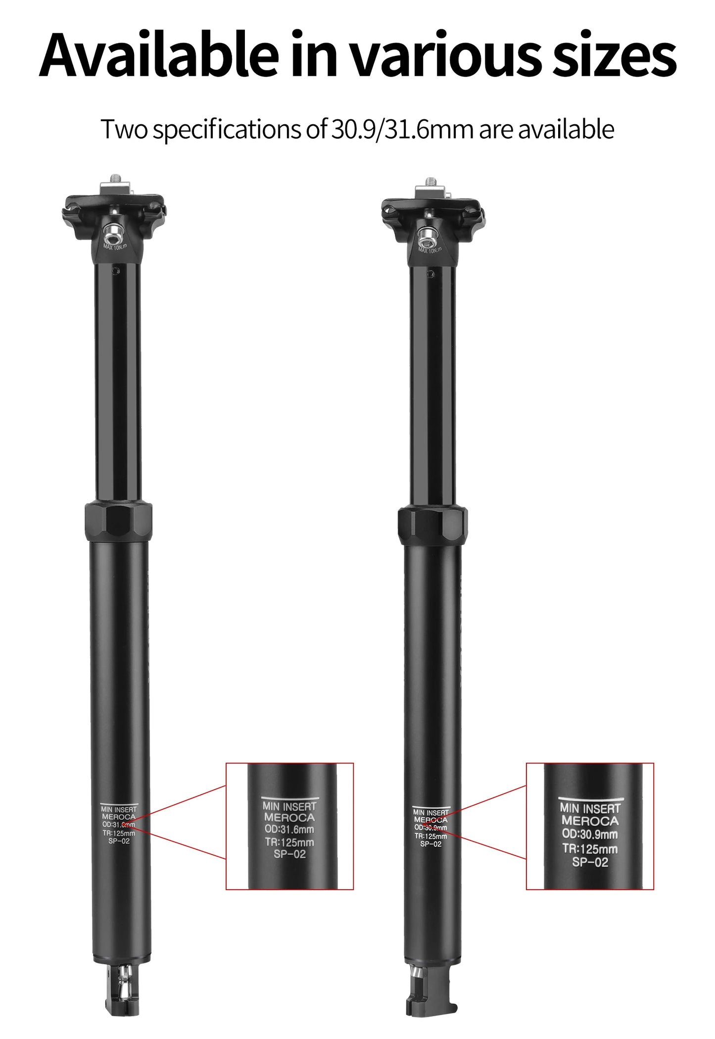 MEROCA Bike Dropper Seat Post 30.9/31.6x425mm Internal Routing Cable Remote Wire Control Lift Seat Tube Mtb Seatpost