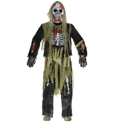 2025 New Arrival Scary Boy Burning Creepy Dead Halloween Fancy Dress Up Kids Skeleton Zombie Costume