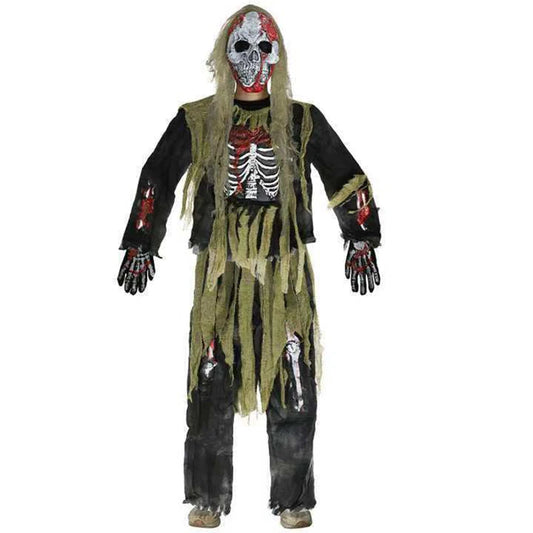 2025 New Arrival Scary Boy Burning Creepy Dead Halloween Fancy Dress Up Kids Skeleton Zombie Costume