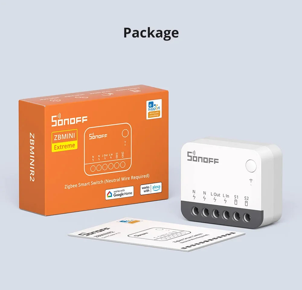 NEW SONOFF ZBMINIR2 Zigbee3.0 Mini Smart Switch Detach Relay Neutral Wire Required Remote Control Via Alexa Google SmartThings