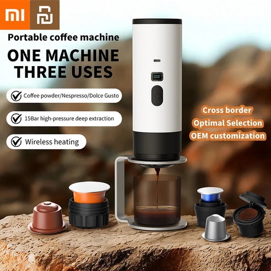 Xiaomi Youpin Coffee Machine Wireless Electric Portable Espresso Coffee Machine Camp Digital Display Capsule Powder Coffee Maker