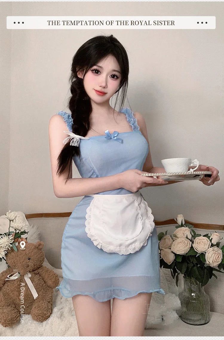 Cosplay clothing Milk flavored pure maid dress apron bow tie lace girl kawaii suspender dress sexy costume women night appeal