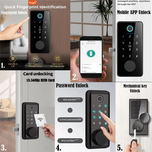 A72T Tuya App Remote Control Smart Door Lock Indoor House Electronic Lock Deadbolt Withkeys Lock