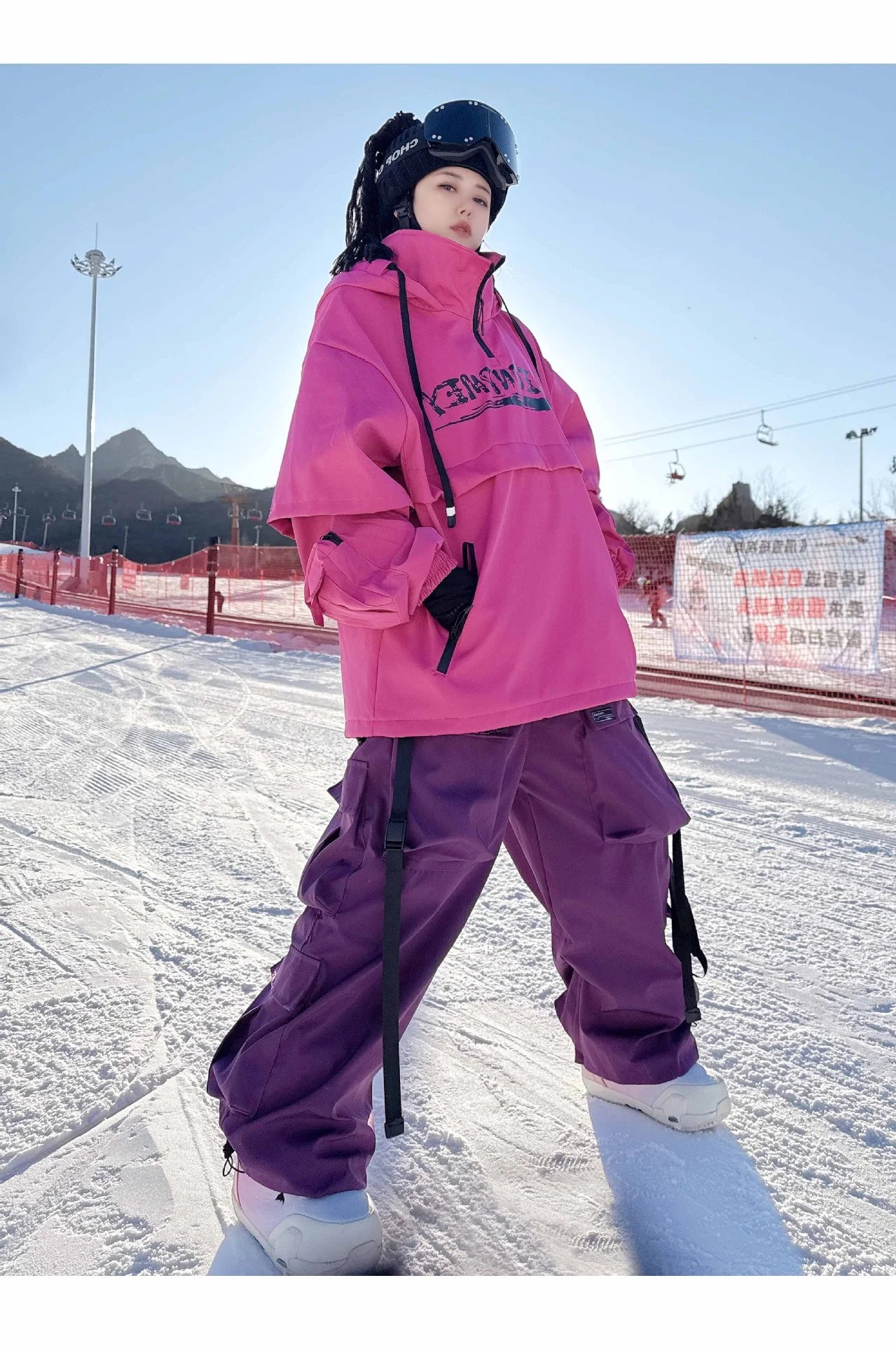 Men and Women's Oversized Ski Pants Waterproof Breathable Thermal Fleece Lining Snowboard Winter Overalls  Pants