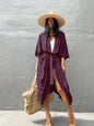 New Boho Beach Kimono Swimwear Women Cotton Holiday Summer Women's Tunic Beachwear Outfits Solid Oversize Cover-Ups
