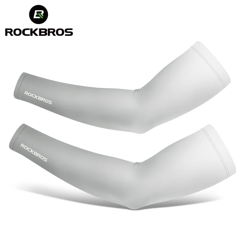 ROCKBROS Bicycle Arm Sleeves Ice Silk Sun UV Protection Sports Cycling Arm Sleeves Cover Breathable Running Fitness Arm Sleeves