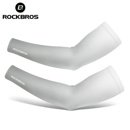 ROCKBROS Bicycle Arm Sleeves Ice Silk Sun UV Protection Sports Cycling Arm Sleeves Cover Breathable Running Fitness Arm Sleeves