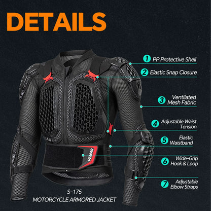 Off-Road Motocross Suit, Motorcycle Armor Jacket & Pants Set with Chest Back Guard, Breathable Protective Gear for Summer Riding