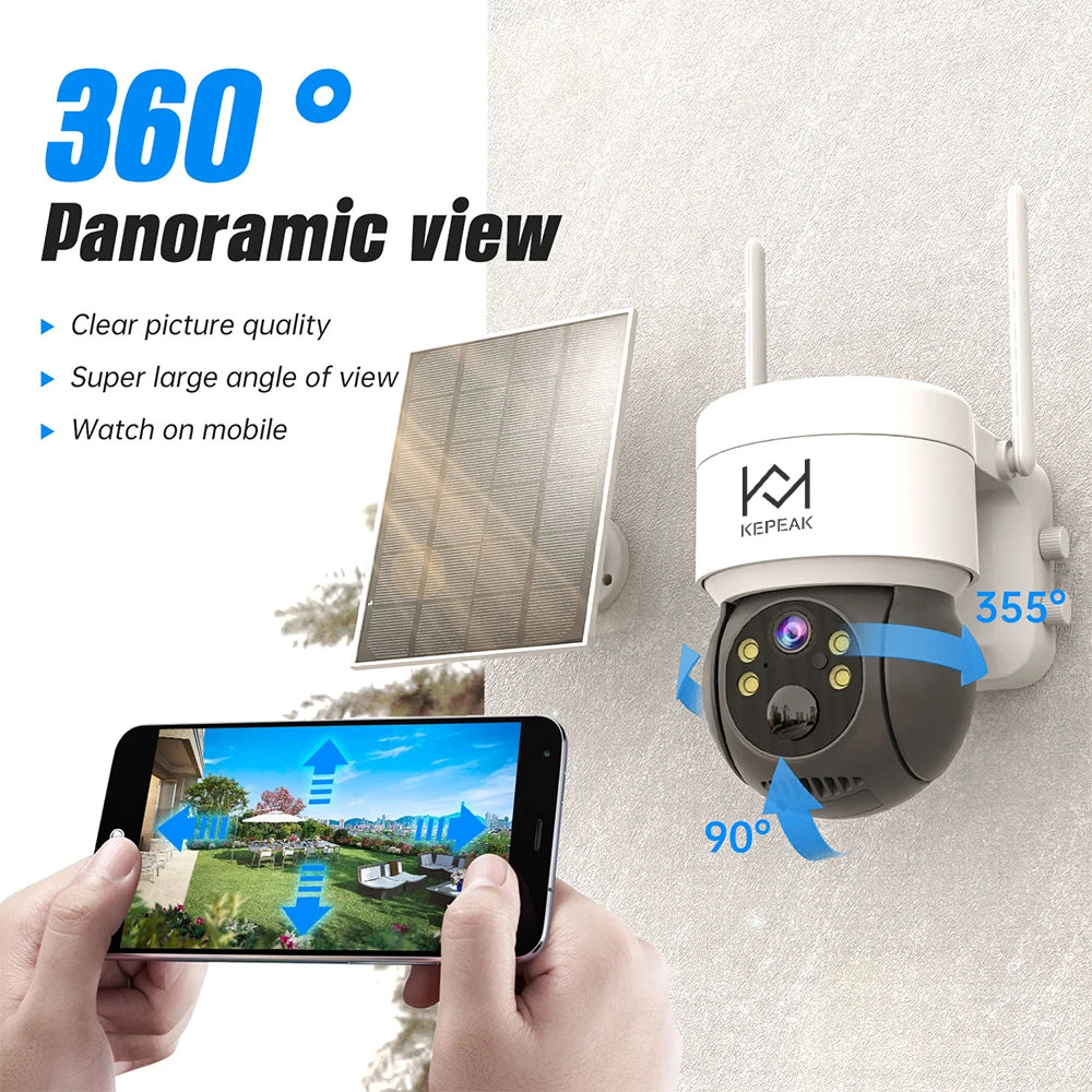 Built-in Battery Outdoor Wireless Solar IP Camera  WiFi PTZ 1080P Video Surveillance Long Time Standby Waterproof