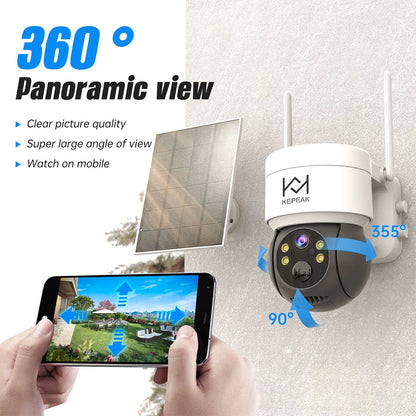 Built-in Battery Outdoor Wireless Solar IP Camera  WiFi PTZ 1080P Video Surveillance Long Time Standby Waterproof