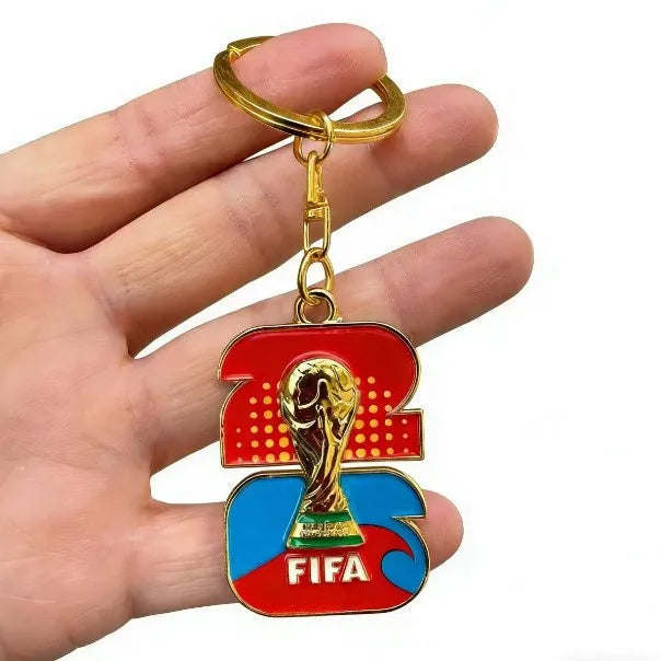 2026 FIFA World Cup Enamel Metal Keychain, UV Printed Soccer Key Ring, Football Fan Souvenir, Car Bag Pendant, Sports Gift