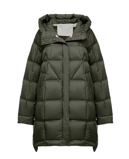 Winter Long 90% White Duck Down Jacket Women Hooded Zipper Puffer Coat Casual Warm Loose Puffer Feather Parka