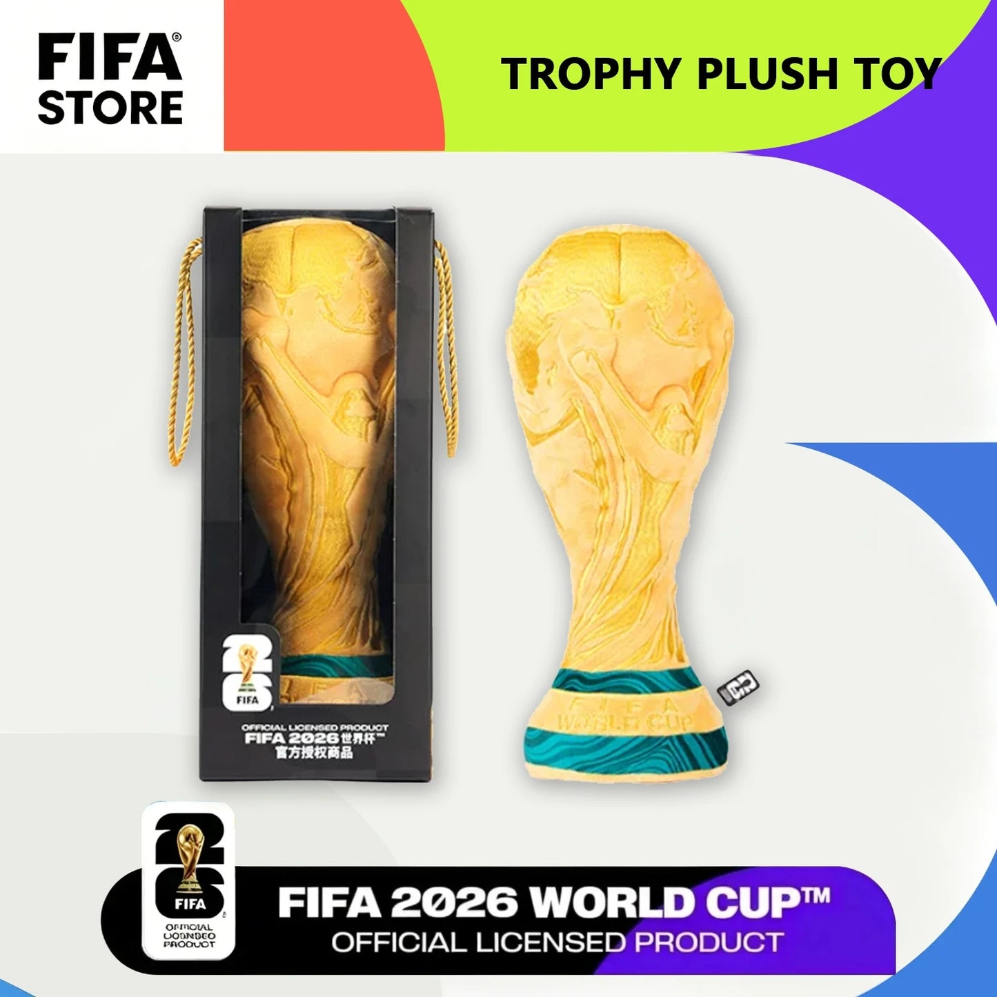 FIFA 2026 World Cup Large World Cup Trophy Plush plush filling Bag Charm Decorative Ornament Ideal Birthday Gift