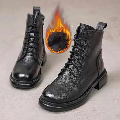 GKTINOO Genuine Cow Leather Boots Women Platform 2025 Autumn Zipper Non Slip Short Boots Winter Women Shoes Botas Mujer Handmade