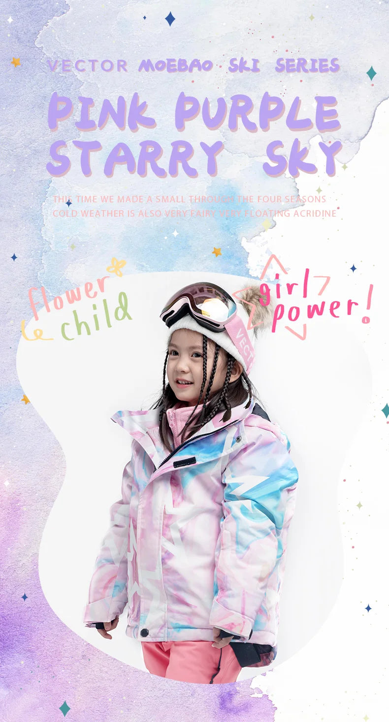 VECTOR Ski Professional Children's Ski Jacket Warm Waterproof Boys Girls Outdoor Skiing Snowboarding Winter Ski Kids