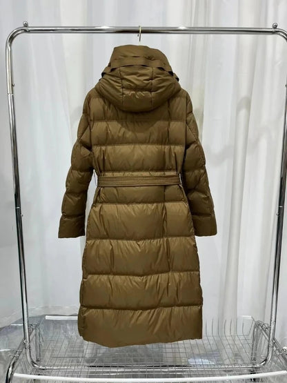 Fashionable Autumn Winter New 2025 Winter Women Thick White Duck Down Jacket Female Long Hooded Puffer Coat Ladies Outerwear
