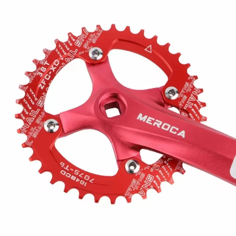 MEROCA Bicycle Crank Chainwheel 104BCD Bike Crankset Aluminum Alloy with Bottom Square Hole 170mm Crank 32/34/36/38/40/42T Plate