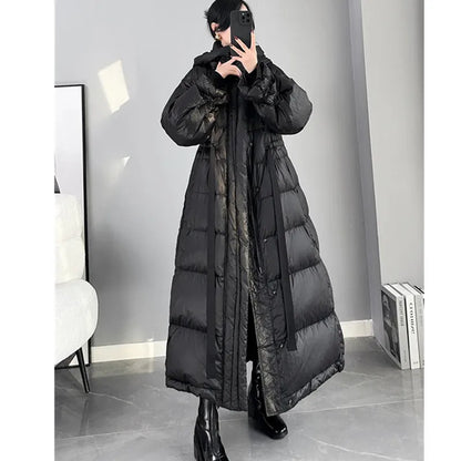 2025 New Women's Winter Black Down Jacket Women's Hooded White Duck Down Coat Windbreak Women Thicken Parker Overcoat
