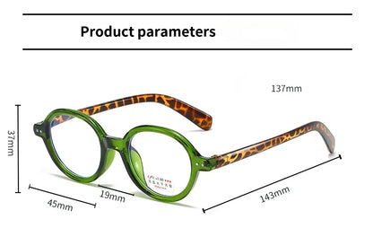 Retro Small Frame Presbyopia Glasses Oval Frame Green Tortoiseshell Reading Glasses Blue Light Blocking Eye Protection Eyewear