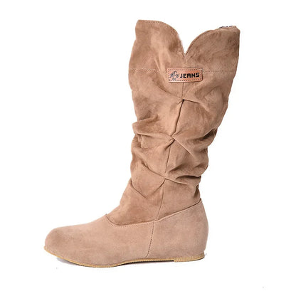 New Mid-tube Snow Boots Hollow Cotton Thread Hook Lace Frosted Lady Boots Large Size Women's Shoes