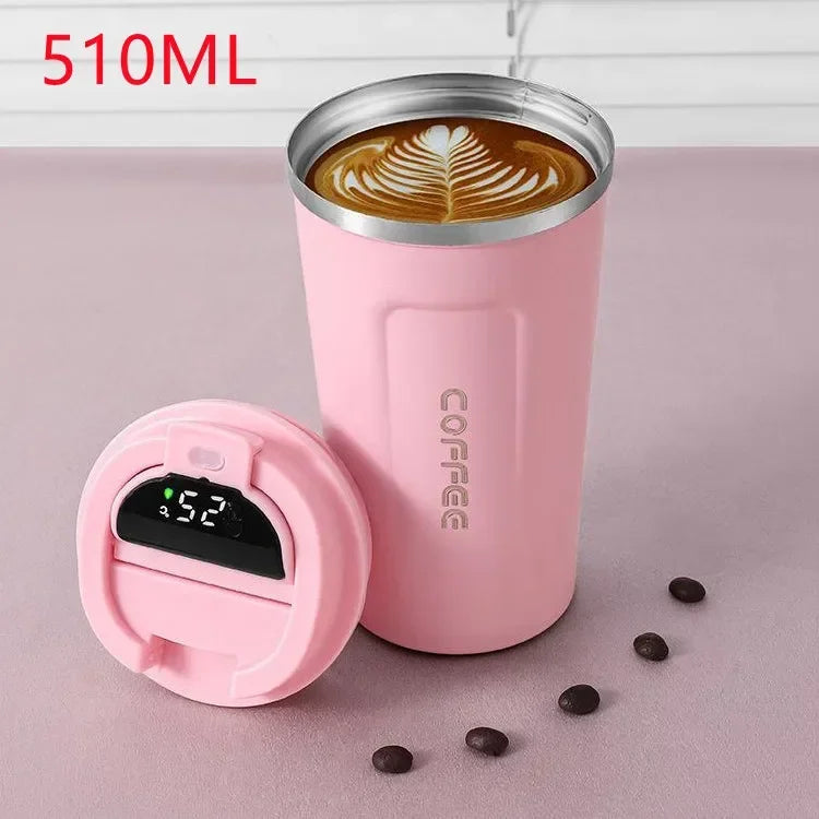 510ml Thermos Coffee Mug Stainless Steel Coffee Cup Temperature Display Vacuum Flask Thermal Tumbler Insulated Cup Water Bottle