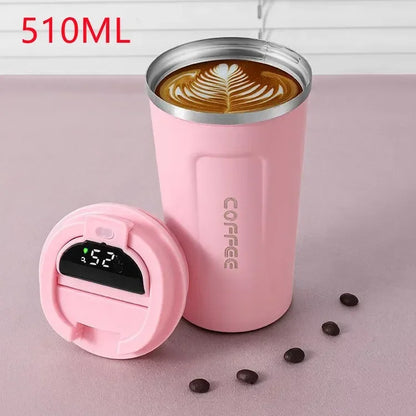 510ml Thermos Coffee Mug Stainless Steel Coffee Cup Temperature Display Vacuum Flask Thermal Tumbler Insulated Cup Water Bottle