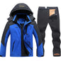 Men's Ski Suit Winter Waterproof Snowboard Wear Set Outdoor Men Snow Fleece Jackets Pants Overalls For Husband Windproof Hooded