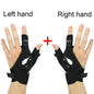 1 Pair Outdoor Fishing Magic Strap Fingerless Gloves Night Light Waterproof Fishing Gloves with LED Flashlight Rescue Tools