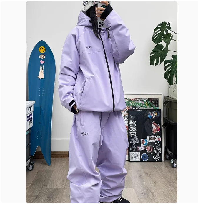 John snow 2024 New Male female couple Single and double board Ski suit set Loose type waterproof keep warm Ski pants ski jackets