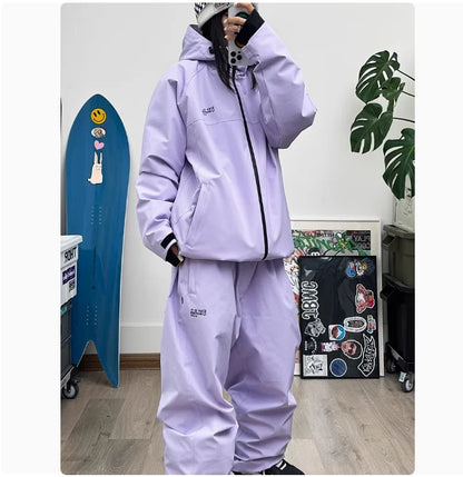 John snow 2024 New Male female couple Single and double board Ski suit set Loose type waterproof keep warm Ski pants ski jackets