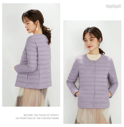 Top Grade 90% White Duck Down Women Ultra Lightweight Packable Line Jackets 2023 New Autumn Winter Keep Warm Puffer Coats