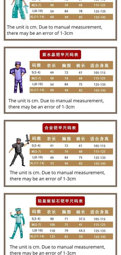 Carnival Party Dress Mask Classic Creeper Anime Game Character Set Diamond Armor Cosplay Costume Children's Clothing