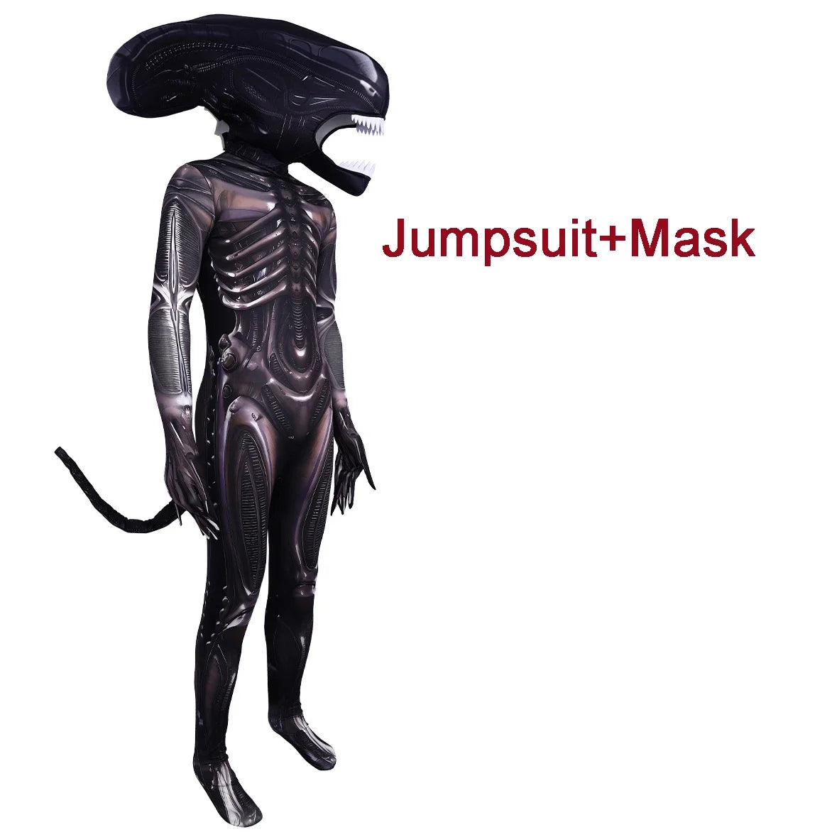 Alien Xenomorph Costume Kids Adult Sci-Fi Movie Romulus Head Mask Suit Scary Space Monster Outfit for Halloween Cosplay Costume