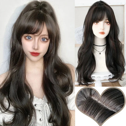 Synthetic Short Lolita Cosplay Christmas Halloween Bob Brown Blonde LM Wig With Long Curly Ponytail Natural Fake Hair for Women