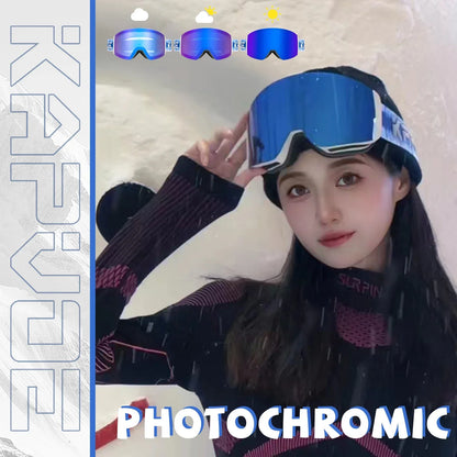 Kapvoe Photochromic Ski Goggles Magnetic Anti-Fog Lenses UV400 Protection Men Women Ski Goggles Winter Sports Eyewear