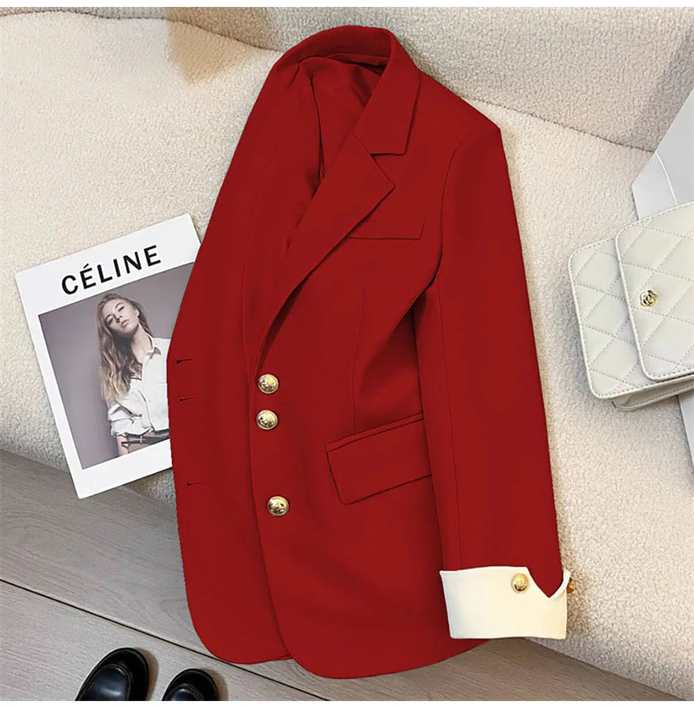 Autumn Winter Office Lady Blazer Jacket Women 2024 Fashion Long Sleeve Coat Woman Blazers Feminino New In Outerwears Casual