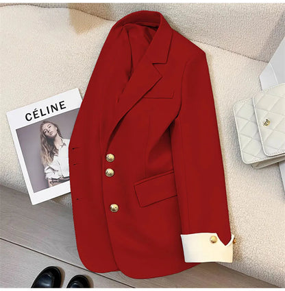 Autumn Winter Office Lady Blazer Jacket Women 2024 Fashion Long Sleeve Coat Woman Blazers Feminino New In Outerwears Casual