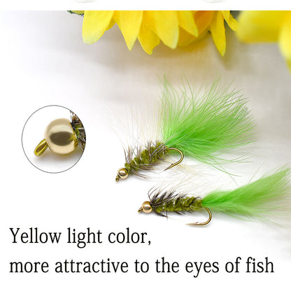MNFT 10Pcs Goldhead Trout Fishing Flies Lures 10# Barbed Hooks - Bead Head Fishing Fly