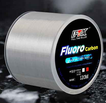 FTK 120m Invisible Fishing Line Speckle Fluorocarbon Coating Fishing Line 0.20mm-0.60mm 7.15LB-45LB Super Strong Spotted Line