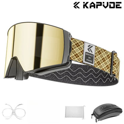 Kapvoe Snow Ski Goggles Snowboarding  Skiing Mask for Men Women Anti-Fog Lens Kit UV400 Protection Snowmobile Glasses Motorcycle