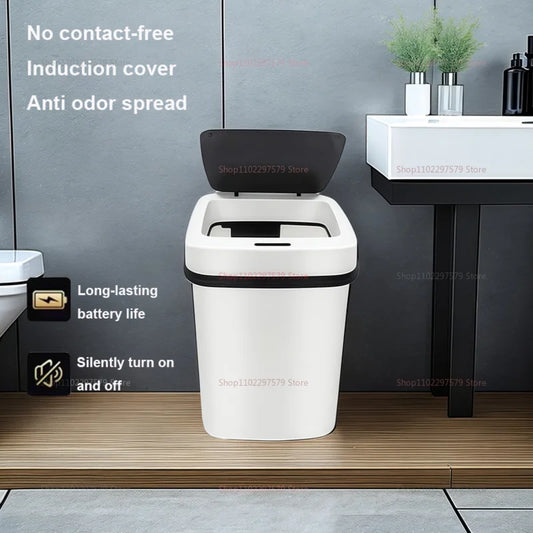 Smart Touchless Trash Can 13L Automatic Sensor Garbage Bin Waterproof Kitchen Bathroom Toilet Waste Bin for Living Room Bedroom