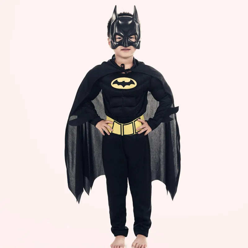 Cartoon Heroes Cosplay Costumes Boys Jumpsuit Bat Costume Set With Cardigan Mask Men Halloween Carnival Girls Party Gifts