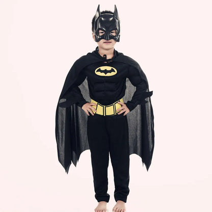 Cartoon Heroes Cosplay Costumes Boys Jumpsuit Bat Costume Set With Cardigan Mask Men Halloween Carnival Girls Party Gifts