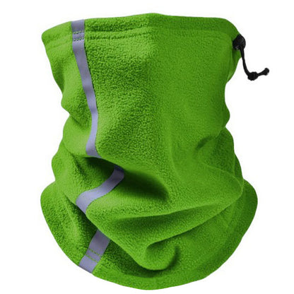Winter Fleece Neck Warmer Reflective Neck Gaiter with Adjustable Drawstring Skiing Windproof Ski Neck Gaiter for Skiing Hiking