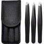 3pcs Premium Stainless Steel Eyebrow Tweezers Set  Precision Sharp Tip Tweezers for Body Ingrown and Facial Hair Removal