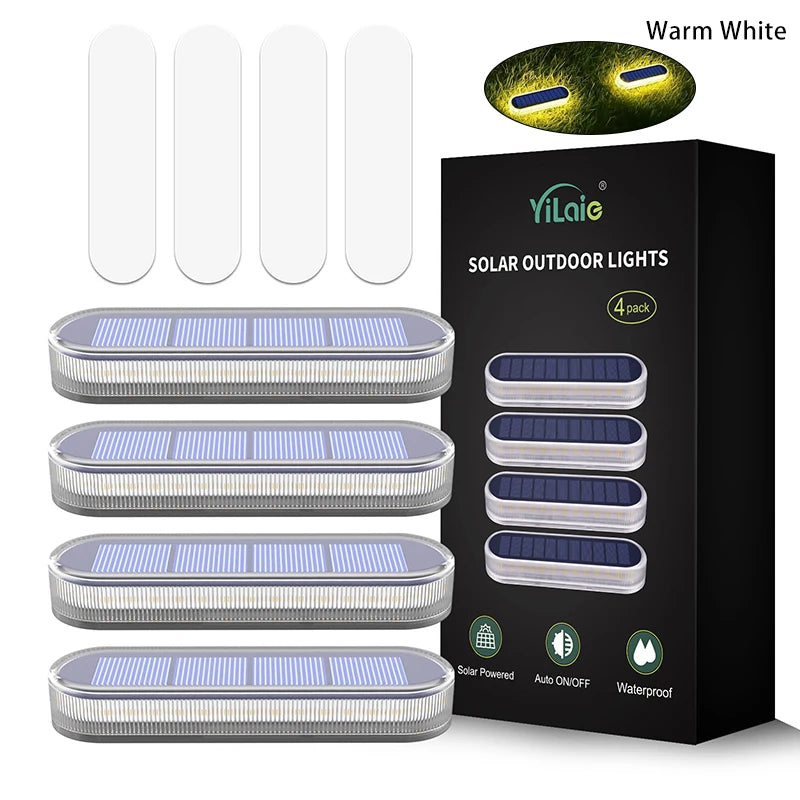 Solar Deck Lights 4 Counts Outdoor Step Lights Waterproof IP68 Led Solar Garden Lights for Stairs Fence Yard Patio Pathway